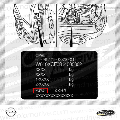 VAUXHALL paint code label example 1