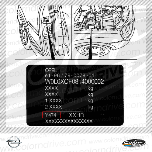 VAUXHALL kleurcode-label voorbeeld 1